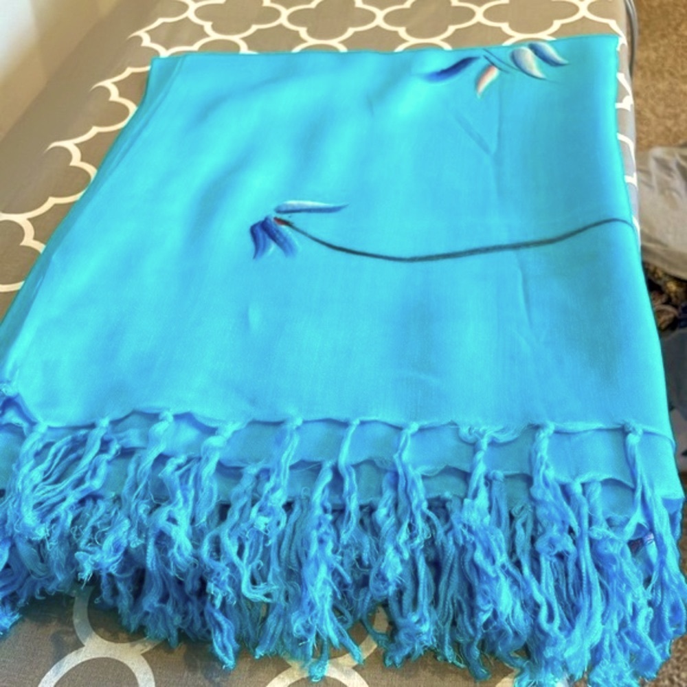 sarong wrap dress swim cover up or scarf from Hibiscus Collection hand painted - Picture 2 of 9